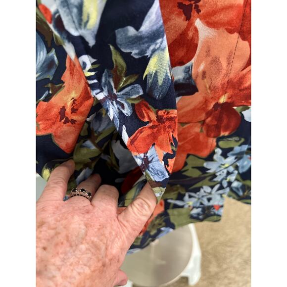 Drapers & Damons Jacket 3X Plus Navy Floral Denim Long Sleeve Button Up Preppy - Picture 4 of 12